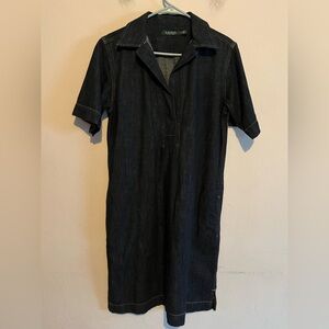 Lauren Ralph Lauren Womens Dress Dark Blue Denim Midi Pockets Collared Size S